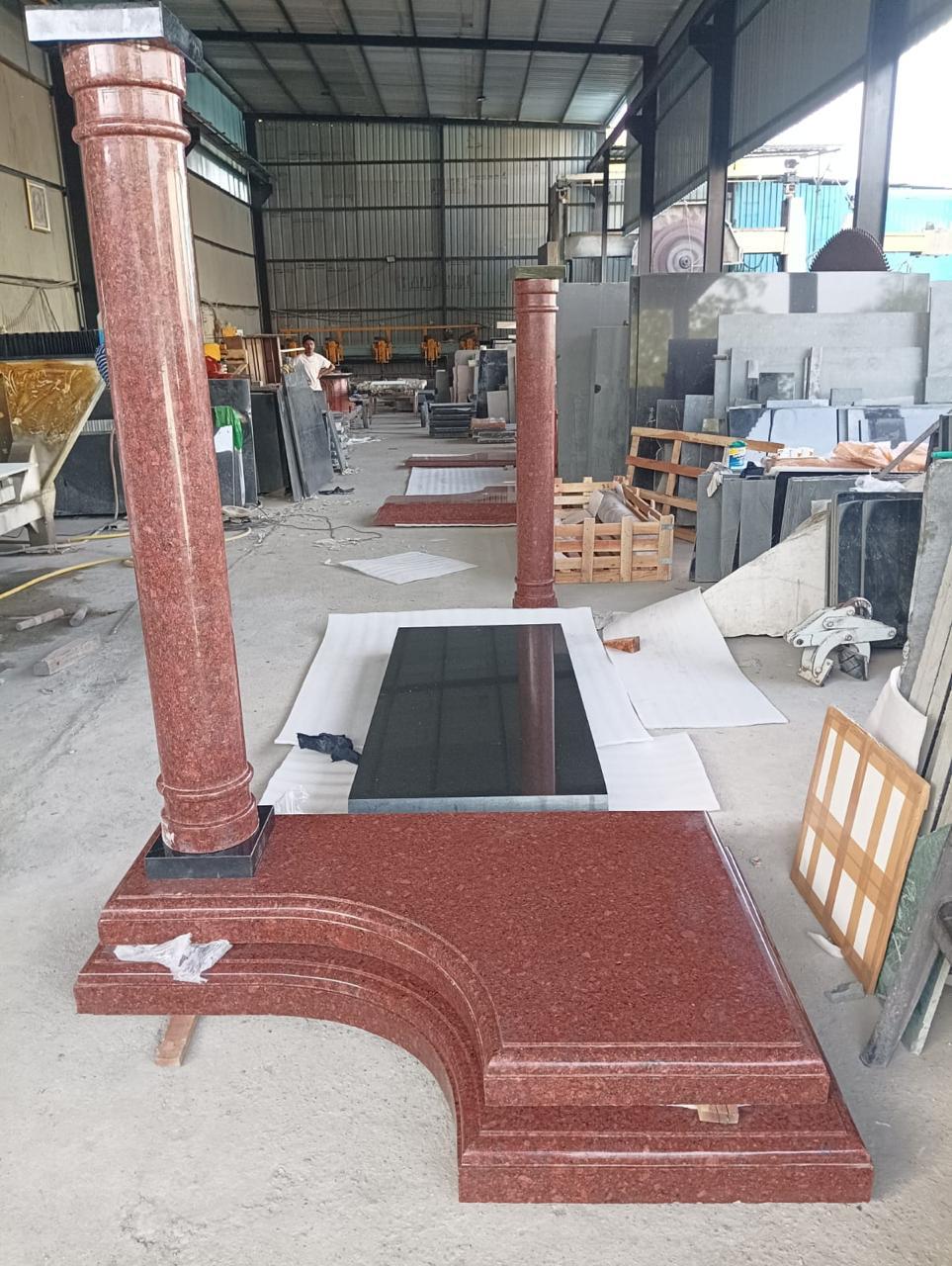 Red Granite 23cm Piller Monument 