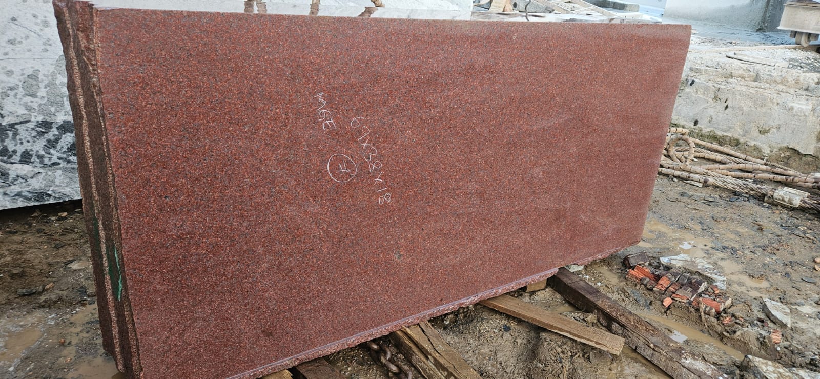 SLABS 100MM THICKNES RUBY RED GRANITE 
